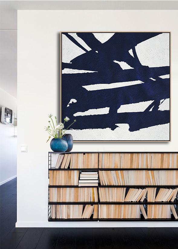 Navy Blue Minimalist Painting #NV300A